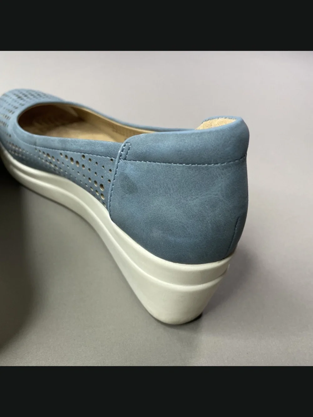 Naturalizer Shoes Womens 6 blue white suede leather sam 2 wedge heels summer